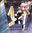 Utena with long wavy hair sitting in a car