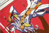 Akio touching himself on the hood of a car